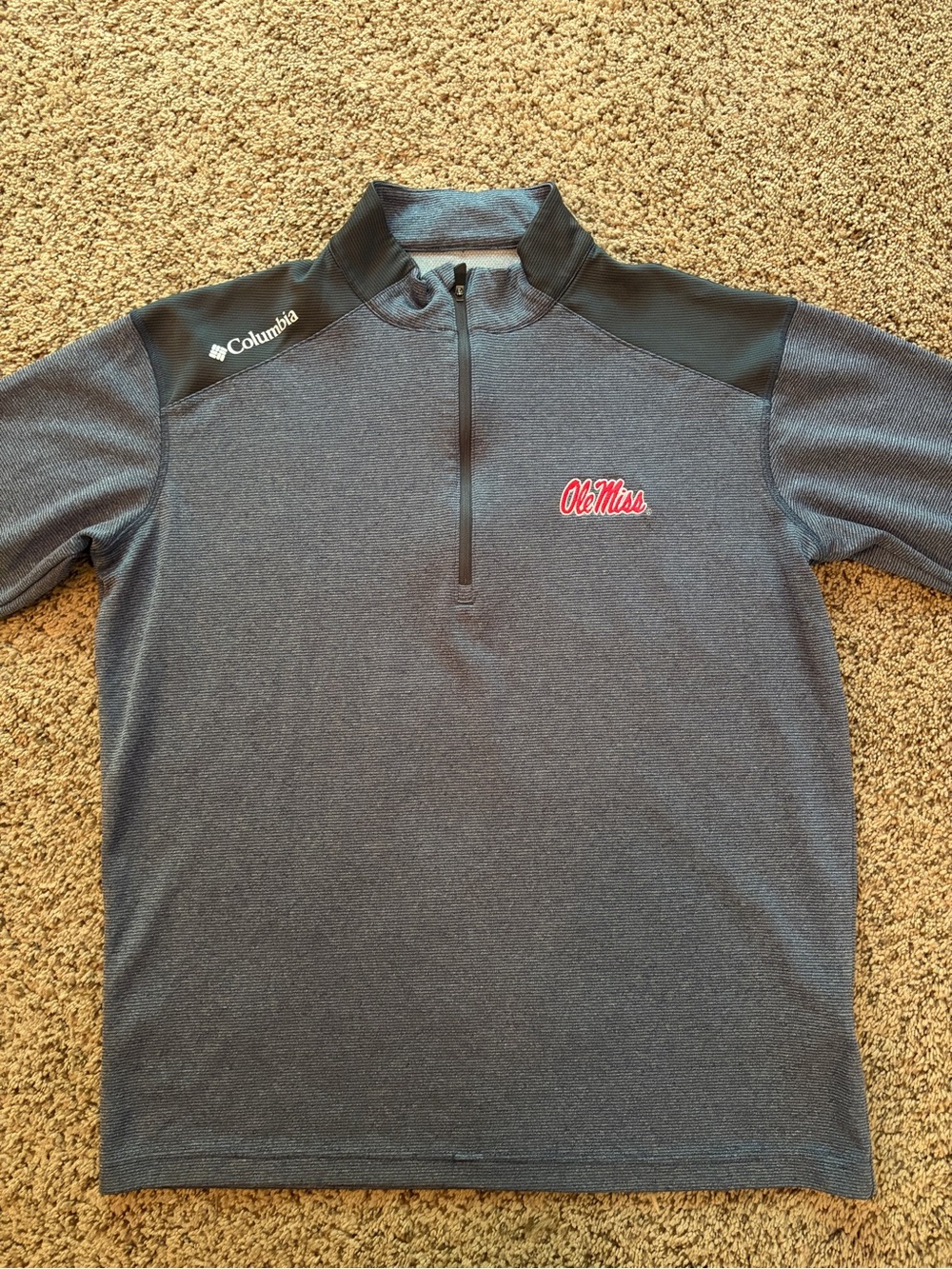Columbia Grey and Black Ole Miss Quarter-Zip Pullover